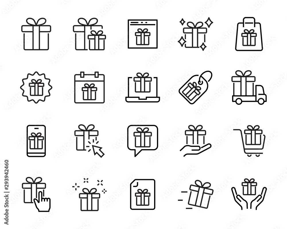 set of gift icons, birthday gift, present, gift box, christmas gift - obrazy, fototapety, plakaty 