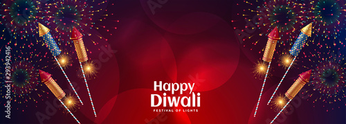 happy diwali celebration firework with bursting crackers