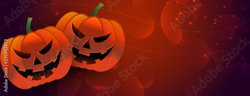 halloween scary pumpkin banner with text space