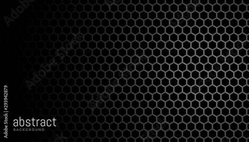 black background with hexagonal mesh pattern design