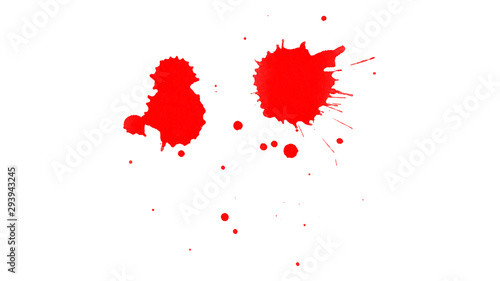Red ink blot isolated on white background
