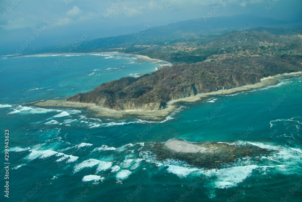 Aerial view of tropical beaches in Costa Rica
