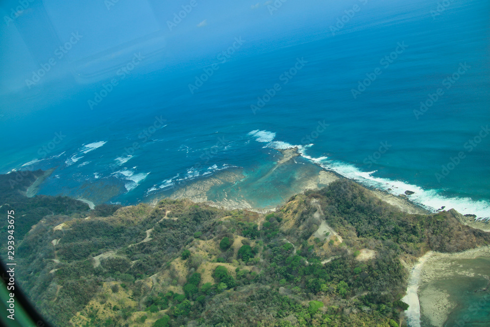 Aerial view of tropical beaches in Costa Rica