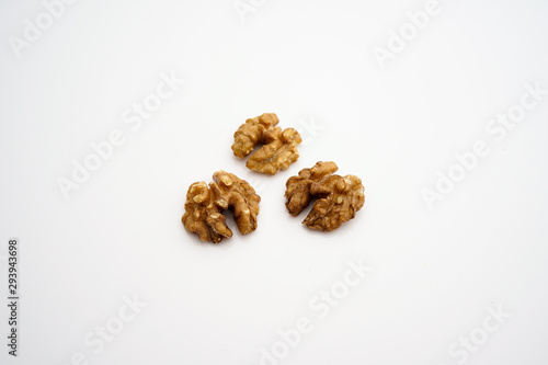 Walnut kernels isolated on white background
