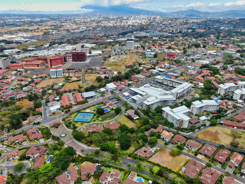 Fototapeta Naklejka Na Ścianę i Meble -  View of Escazu, Multiplaza, Plaza Roble, Distrito 4 and San Jose, Costa Rica