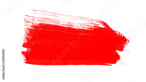 Red paint brush. Red line on white background