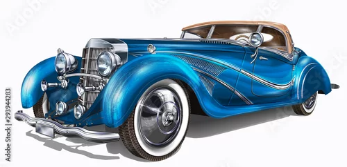 Obraz Retro samochód odizolowywający na białym tle.