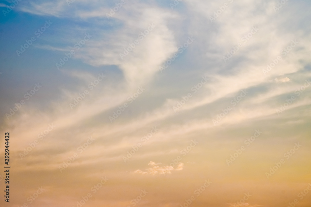 Beautiful sunset,Sun and Cloud background with a pastel colored gradient,Beautiful Sky