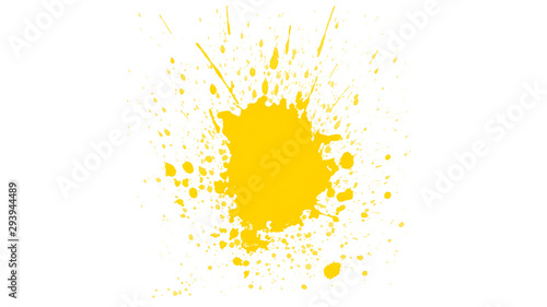 Abstract yellow paint splash isolated on white background