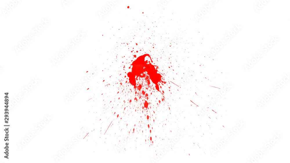Red ink splash isolated on white background