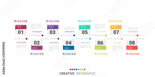 Infographic design template with numbers 8 option for Presentation infographic, Timeline infographics, steps or processes. Vector illustration.