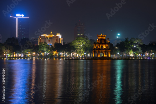 Hoan Kiem Lake and Turtle Tower in Hanoi, Vietnam