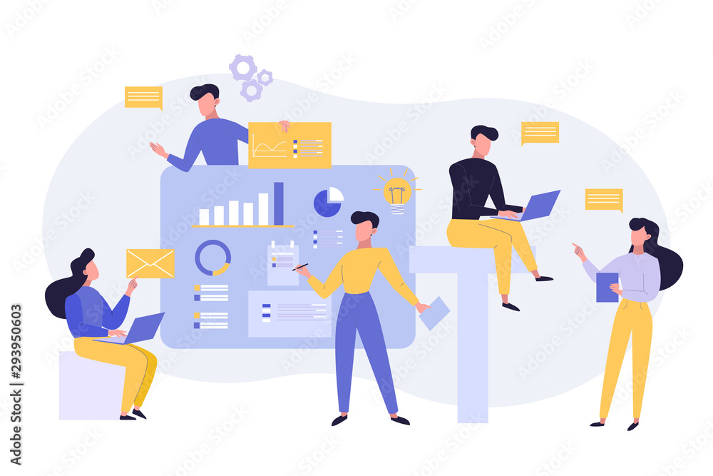 Colleagues teamwork, brainstorm flat vector illustration. Professional Colleagues teamwork, brainstorm flat vector illustration. Professional