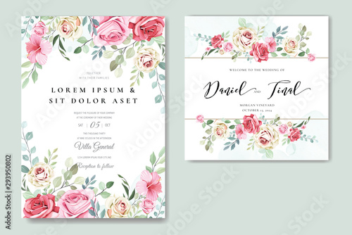 wedding invitation card in elegant roses template