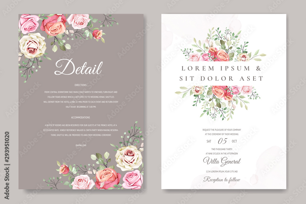 wedding invitation card in elegant roses template wedding invitation card in elegant roses template