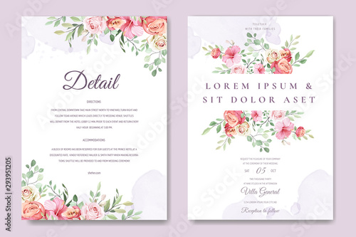 wedding invitation card in elegant roses template