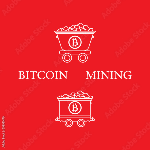 Mining bitcoins trolleys with ore.