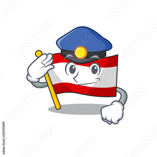 Police flag austria isolated with the mascot