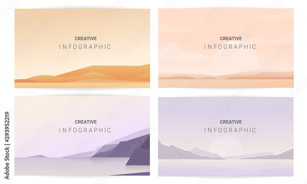 Landscapes vector in a flat style. Natural wallpapers are a minimalist, polygonal concept.