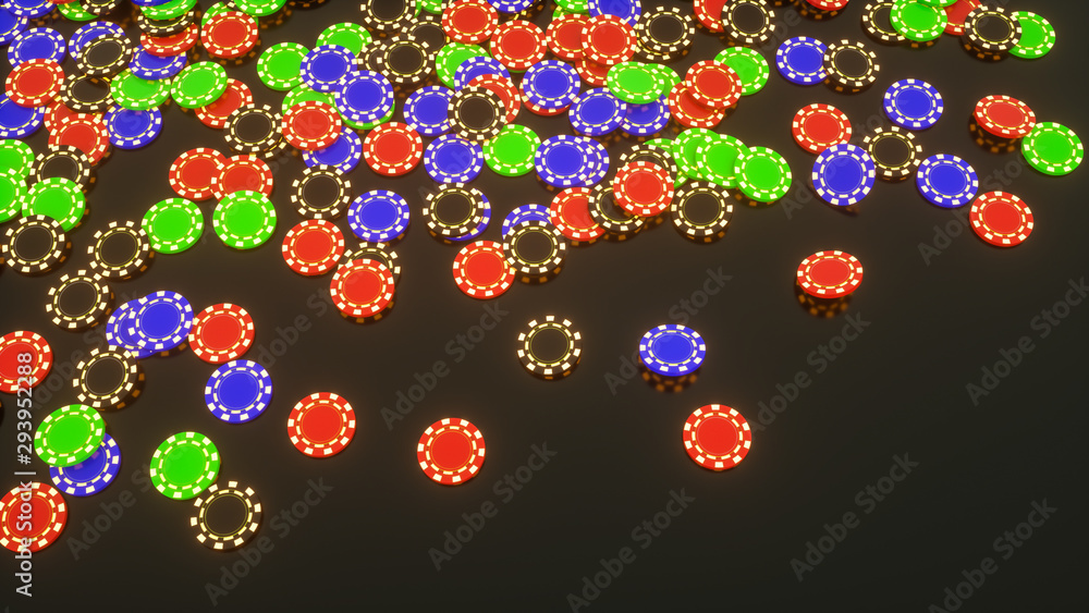 three-dimensional models of chips on a dark background. 3d rendering illustration