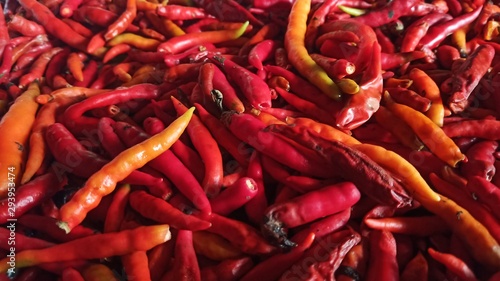 Many red-orange peppers began to haggard.