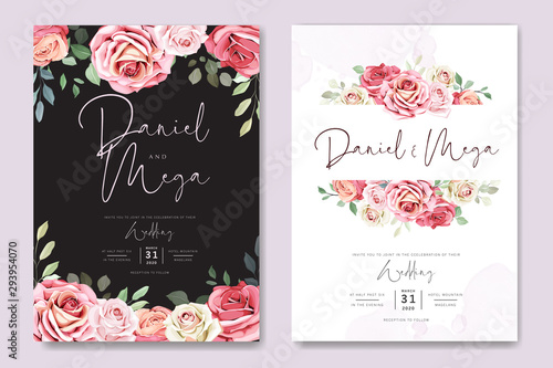 wedding invitation card in elegant roses template