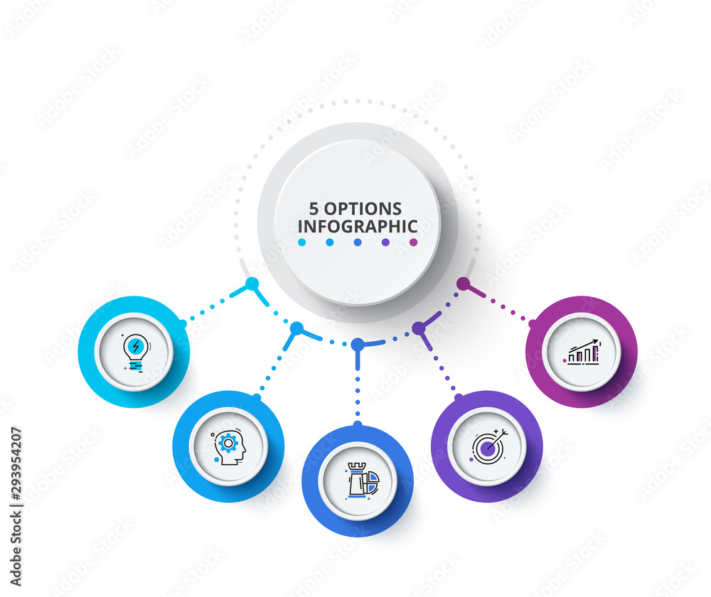 Creative concept for infographic. Business data visualization. Abstract elements diagram with 5 steps, options, parts or processes. Vector business template for presentation. Creative concept for infographic. Business data visualization. Abstract elements diagram with 5 steps, options, parts or processes. Vector business template for presentation.
