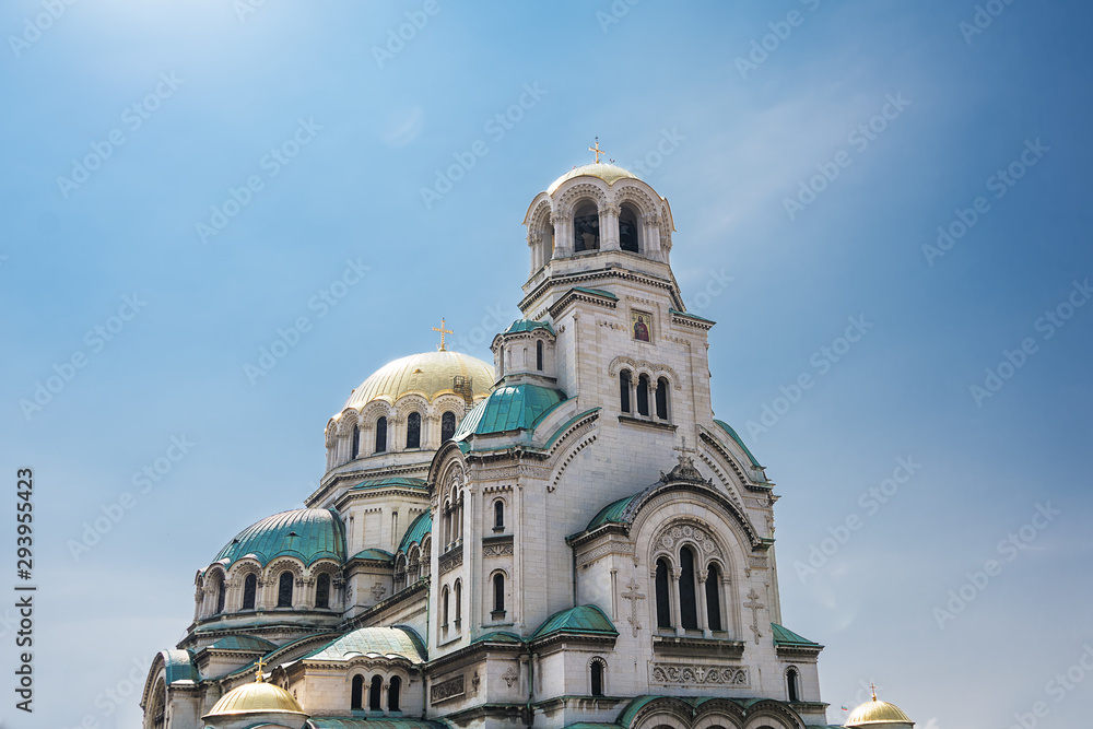 Detail of the domes of the Cathedral of St. Alexander Nevski in Sofia, Bulgaria