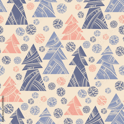 Cute north style xmas tree shapes seamless pattern
