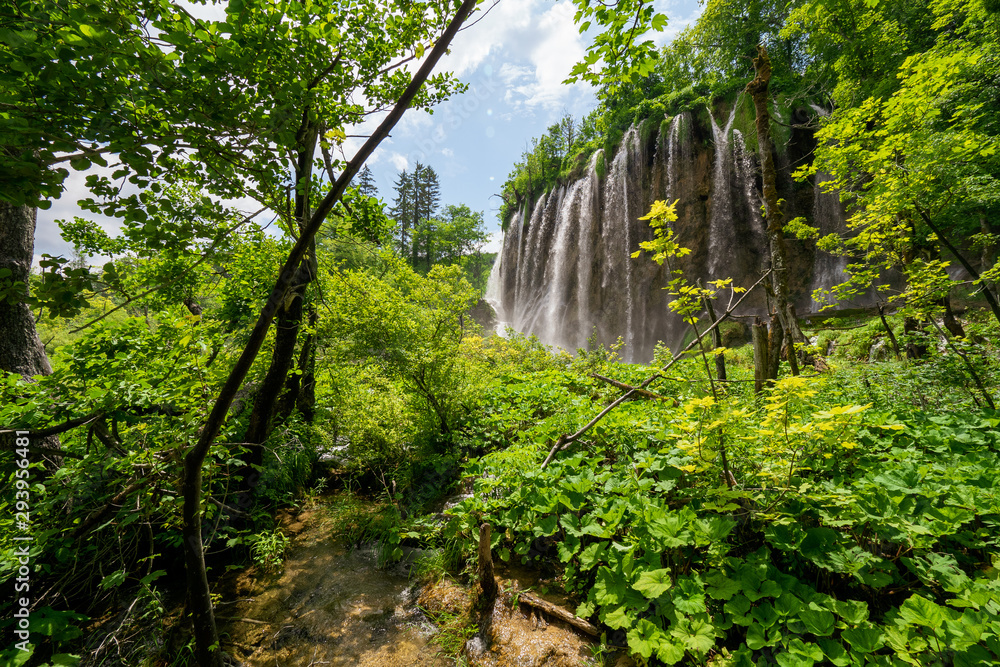 View of the Galovački buk, the Galovac Waterfall, at the Plitvice Lakes National Park in Croatia