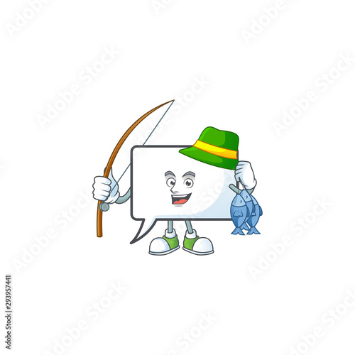 Fishing shape rectangle bubble on white background.