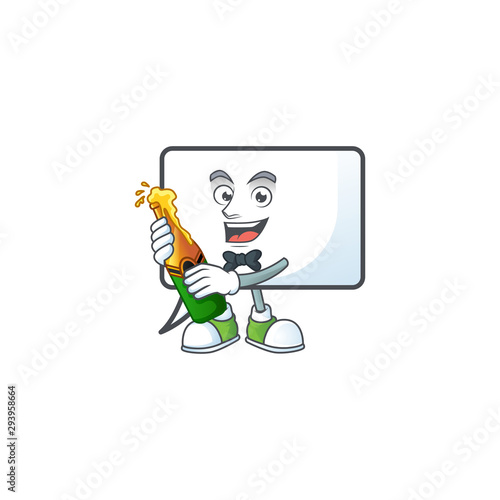 With beer shape rectangle bubble cartoon character style.