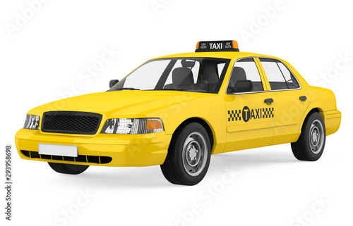 Leinwand Poster Yellow Taxi Isolated