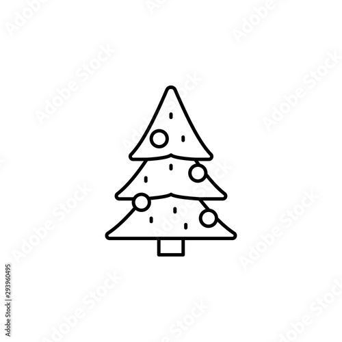 Christmas, tree line icon on white background