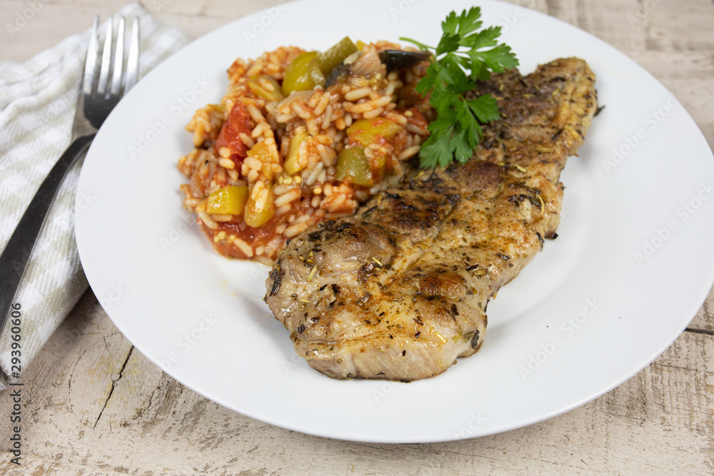 escalope de porc et riz à al ratatouille escalope de porc et riz à al ratatouille