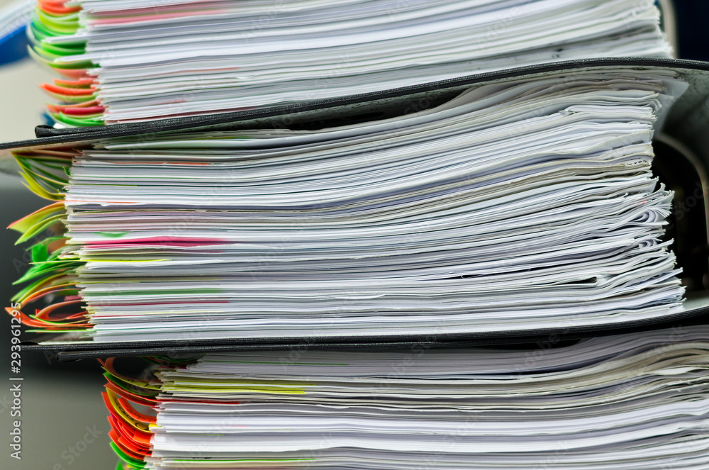 Extremely close up of the stacked office documents Extremely close up of the stacked office documents