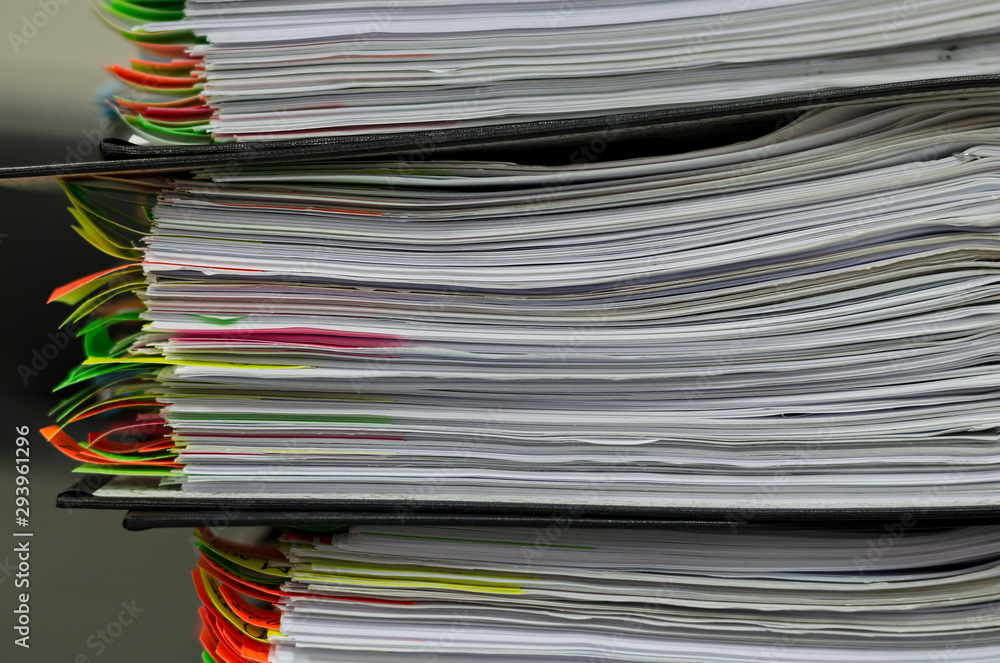 Extremely close up of the stacked office documents Extremely close up of the stacked office documents