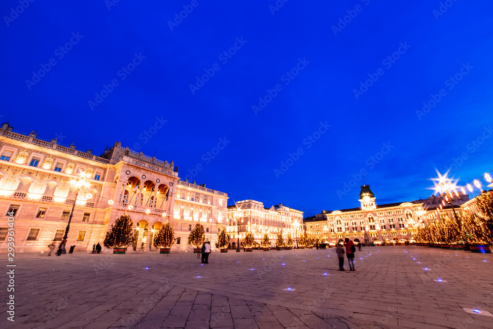 The square of Trieste during Christmas time