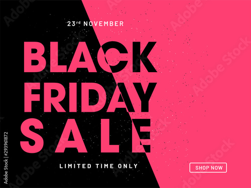 Website poster design for Black Friday Sale. Advertising, promotional banner in black and pink color.