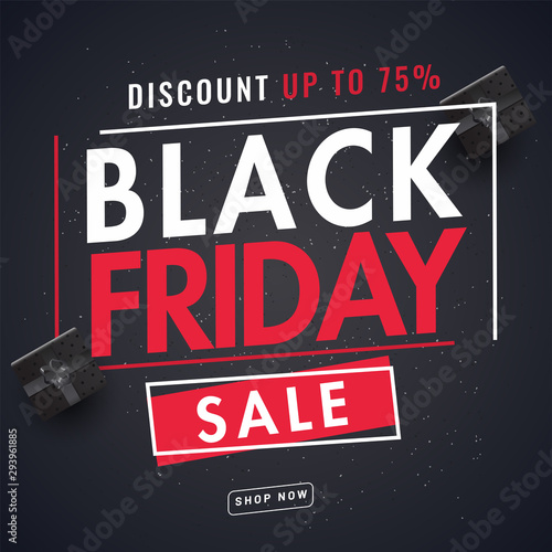 Website template design for Black Friday Sale with 75% discount offer.