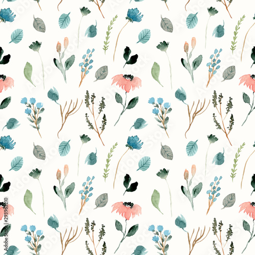 cute wild floral watercolor seamless pattern