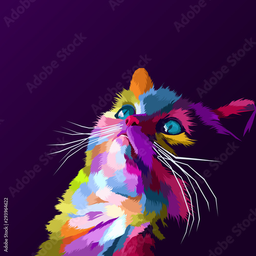 colorful cat pop art portrait vector
