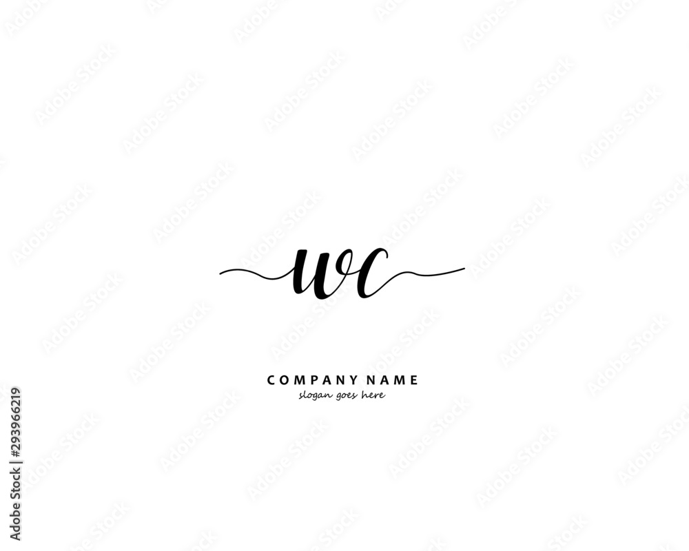 WC Initial handwriting logo vector WC Initial handwriting logo vector
