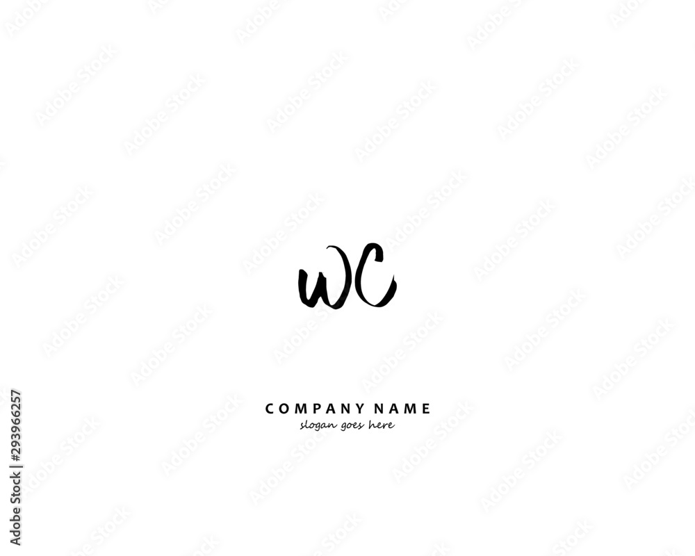 WC Initial handwriting logo vector WC Initial handwriting logo vector