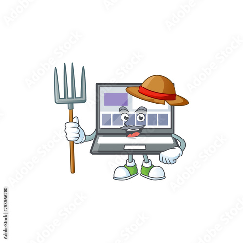 Farmer laptop with a cartoon character style