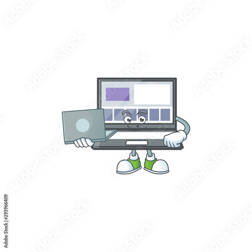 With laptop laptop with a cartoon character style