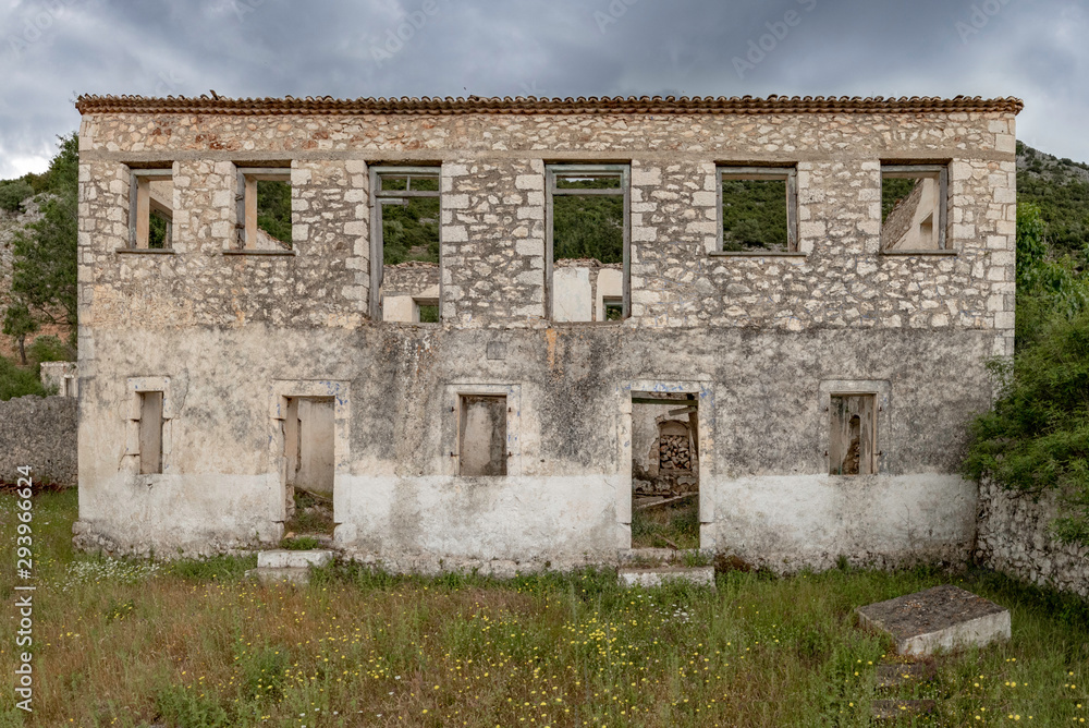 abandoned and ruined house after earthquake in Palia Plagia, Greece