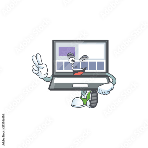 Two finger technology laptop with character mascot shape