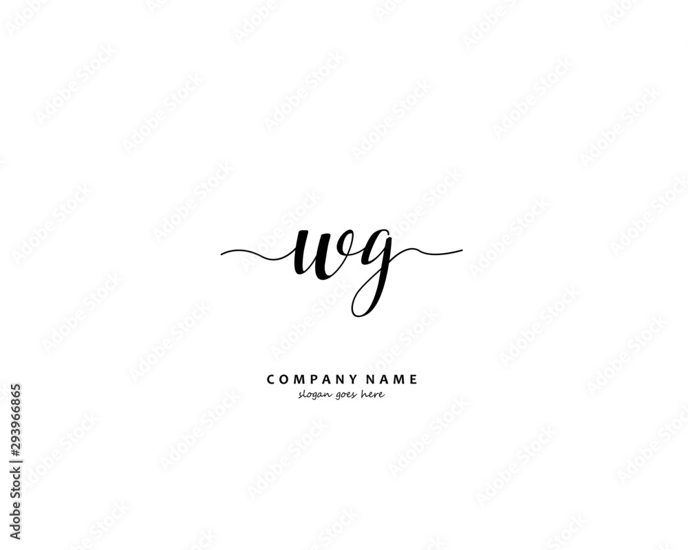 WG Initial handwriting logo vector