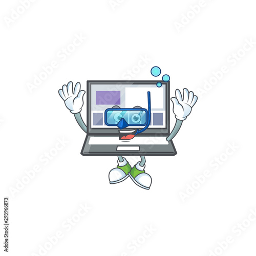 Diving technology laptop with character mascot shape